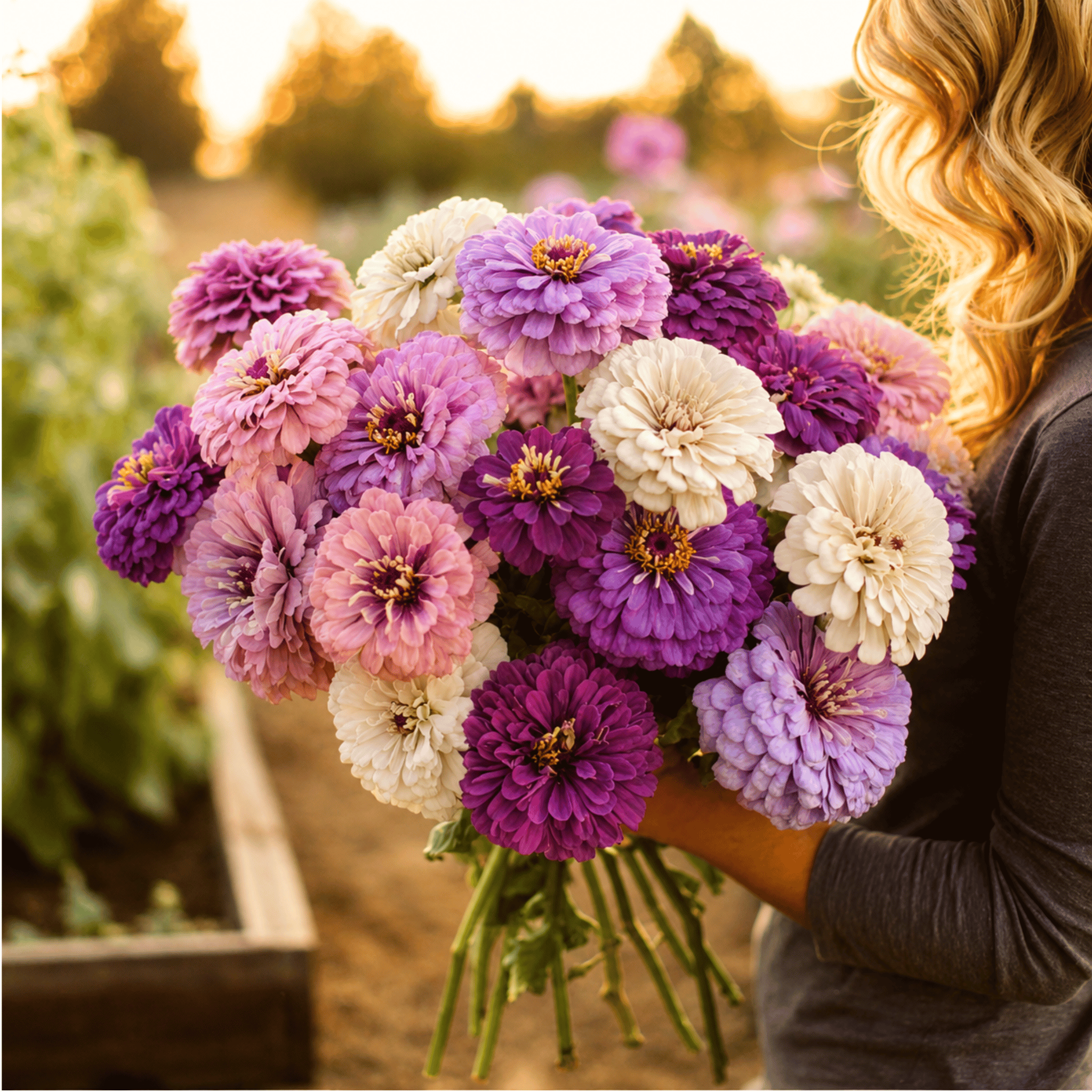 Blueberry Cheesecake Zinnia – 100 Seeds seed packet from Seed Therapy – American-grown, heirloom seeds