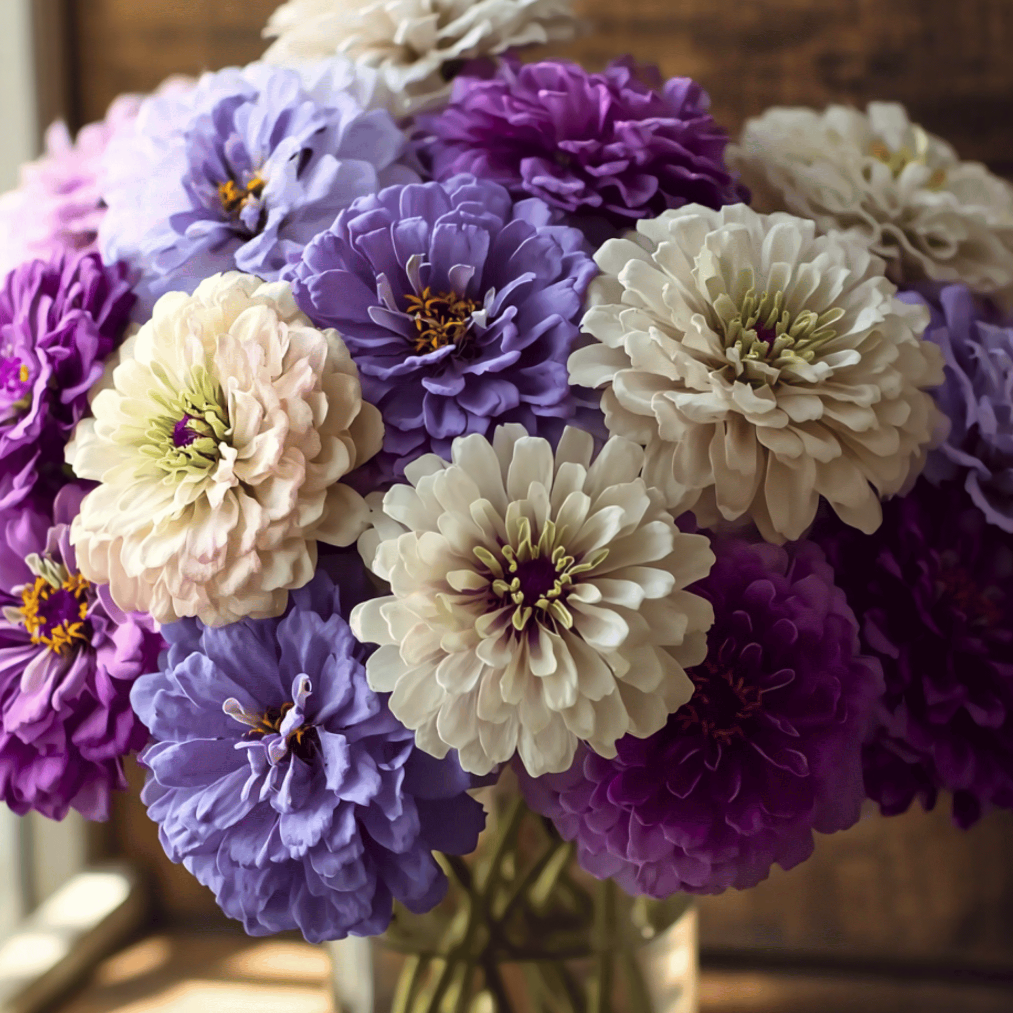 Zinnia, Blueberry Cheesecake (Zinnia elegans) - 100 Seeds seed packet from Seed Therapy – American - grown, heirloom seeds