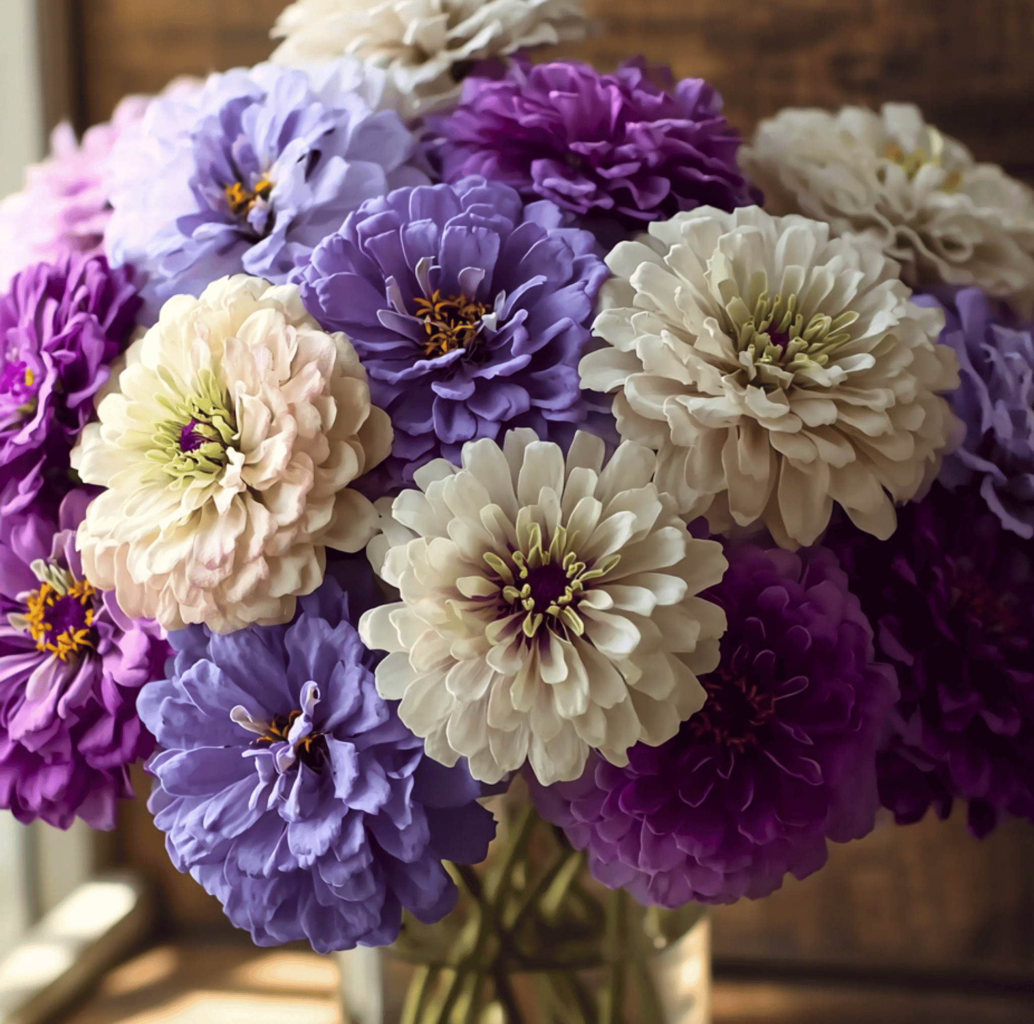 Zinnia, Blueberry Cheesecake (Zinnia elegans) - 100 Seeds seed packet from Seed Therapy – American - grown, heirloom seeds