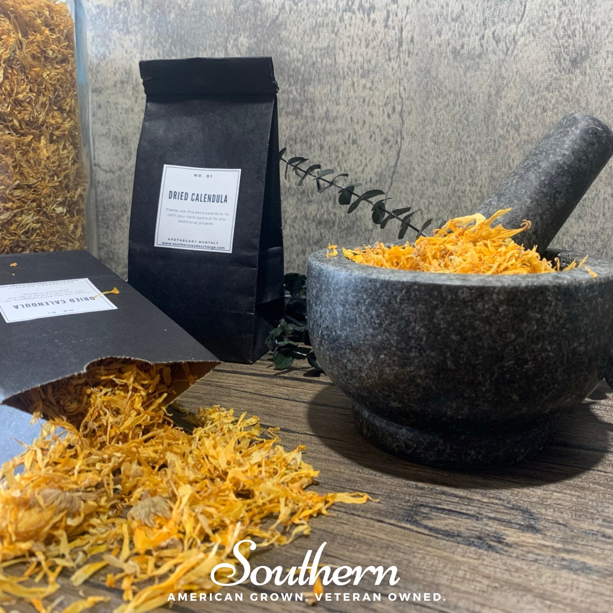 Dried Calendula Petals - 2 cups (Calendula officinalis) seed packet from Seed Therapy – American - grown, heirloom seeds