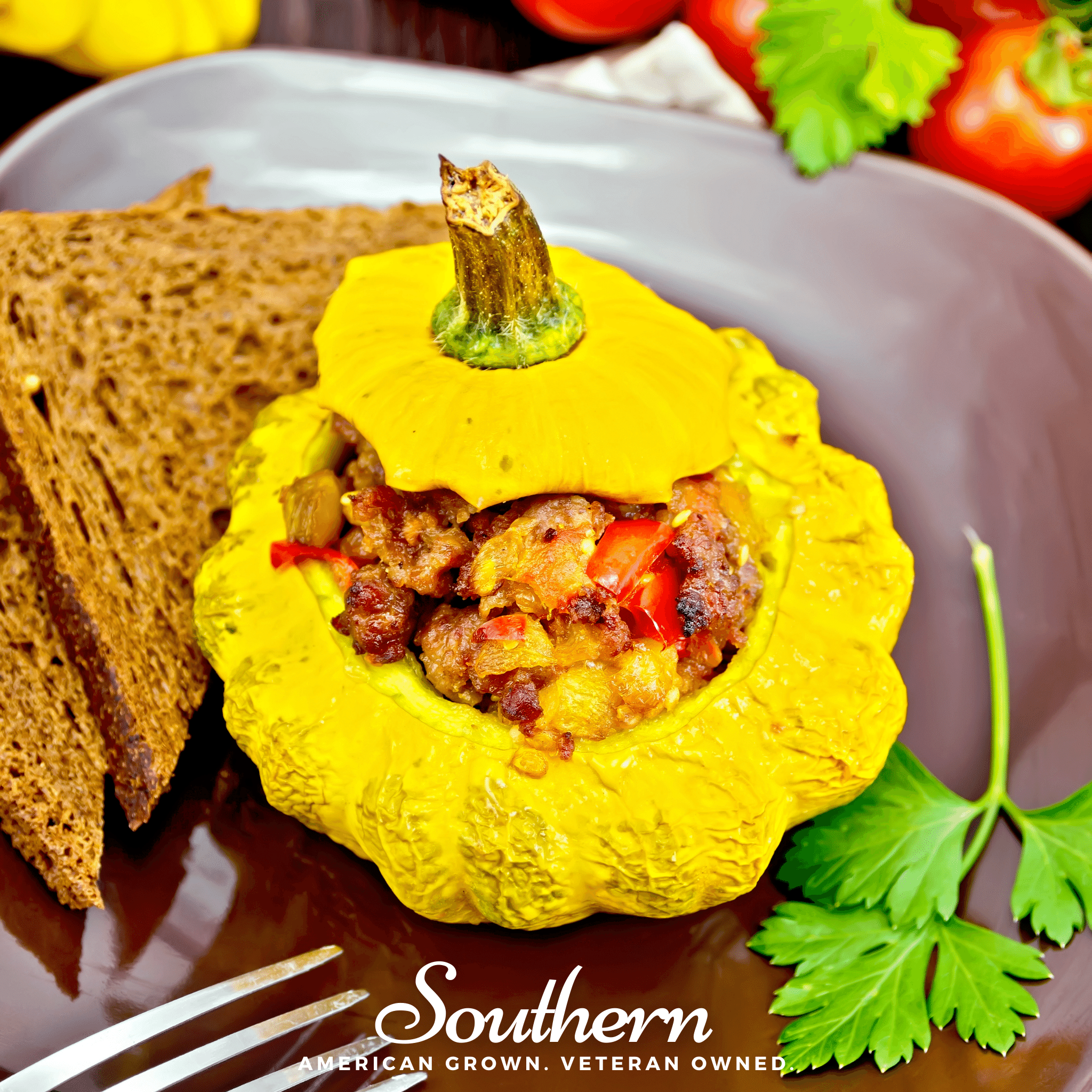 Squash, Scallop Yellow Bush - Summer (Cucurbita pepo) - 25 seeds seed packet from Seed Therapy – American - grown, heirloom seeds