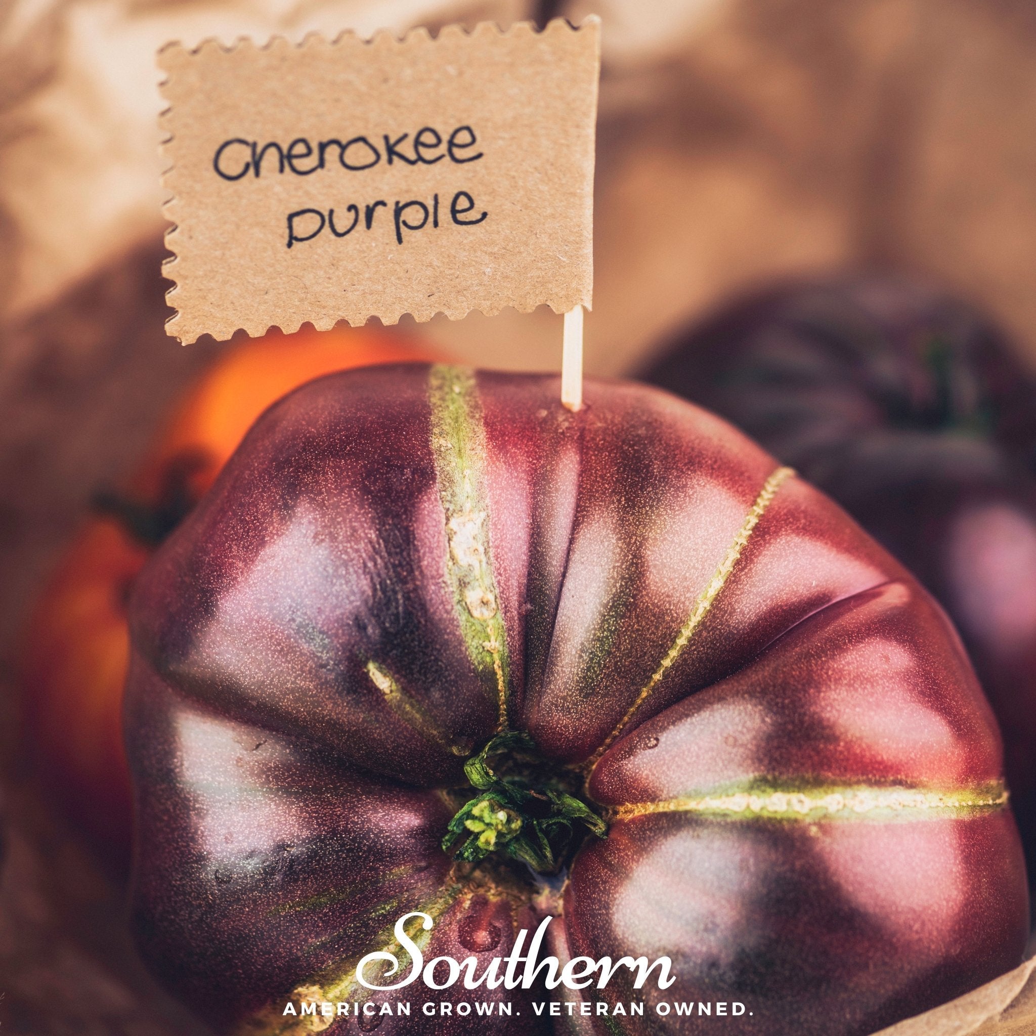 Tomato, Cherokee Purple (Solanum lycopersicum) - 50 Seeds seed packet from Seed Therapy – American - grown, heirloom seeds