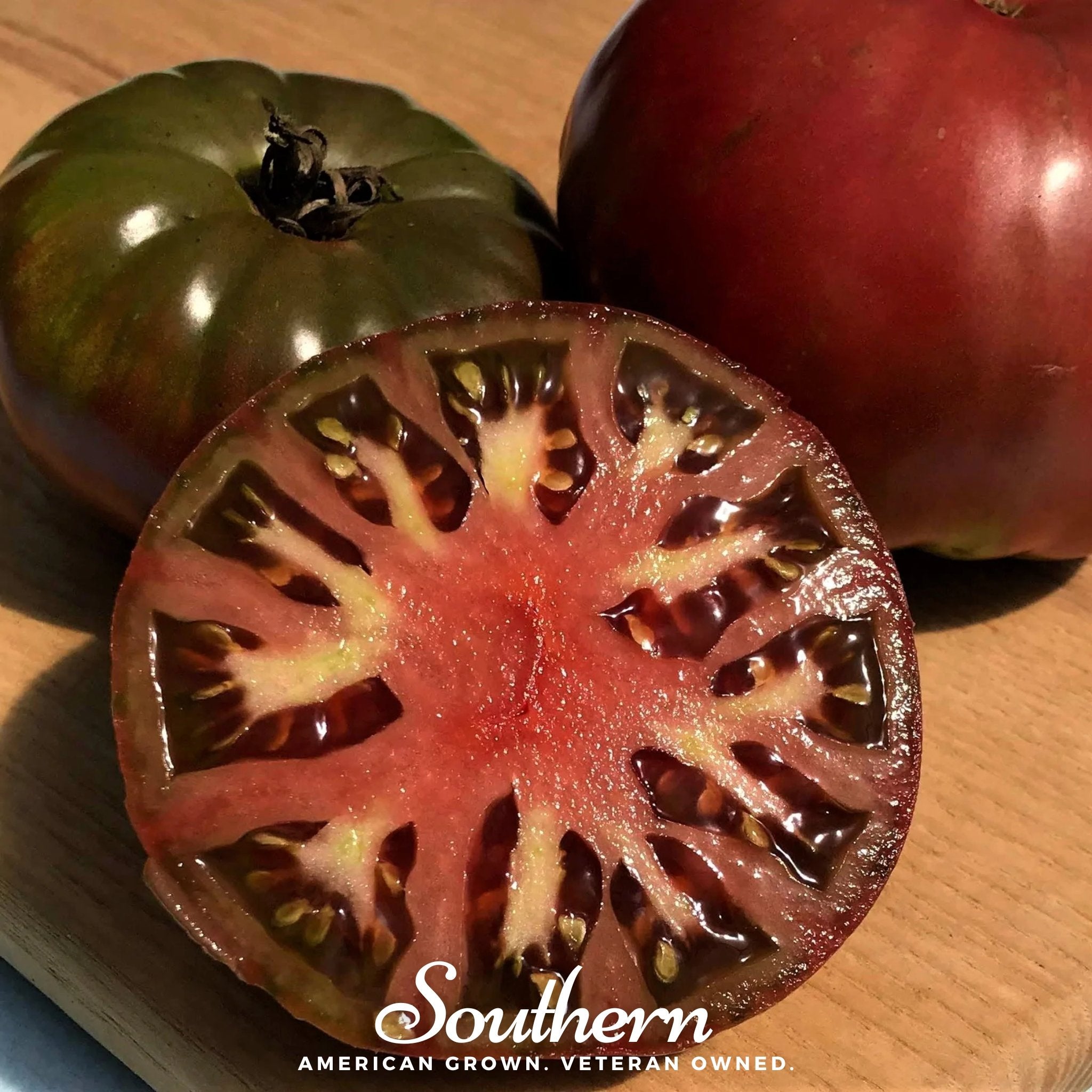 Tomato, Cherokee Purple (Solanum lycopersicum) - 50 Seeds seed packet from Seed Therapy – American - grown, heirloom seeds