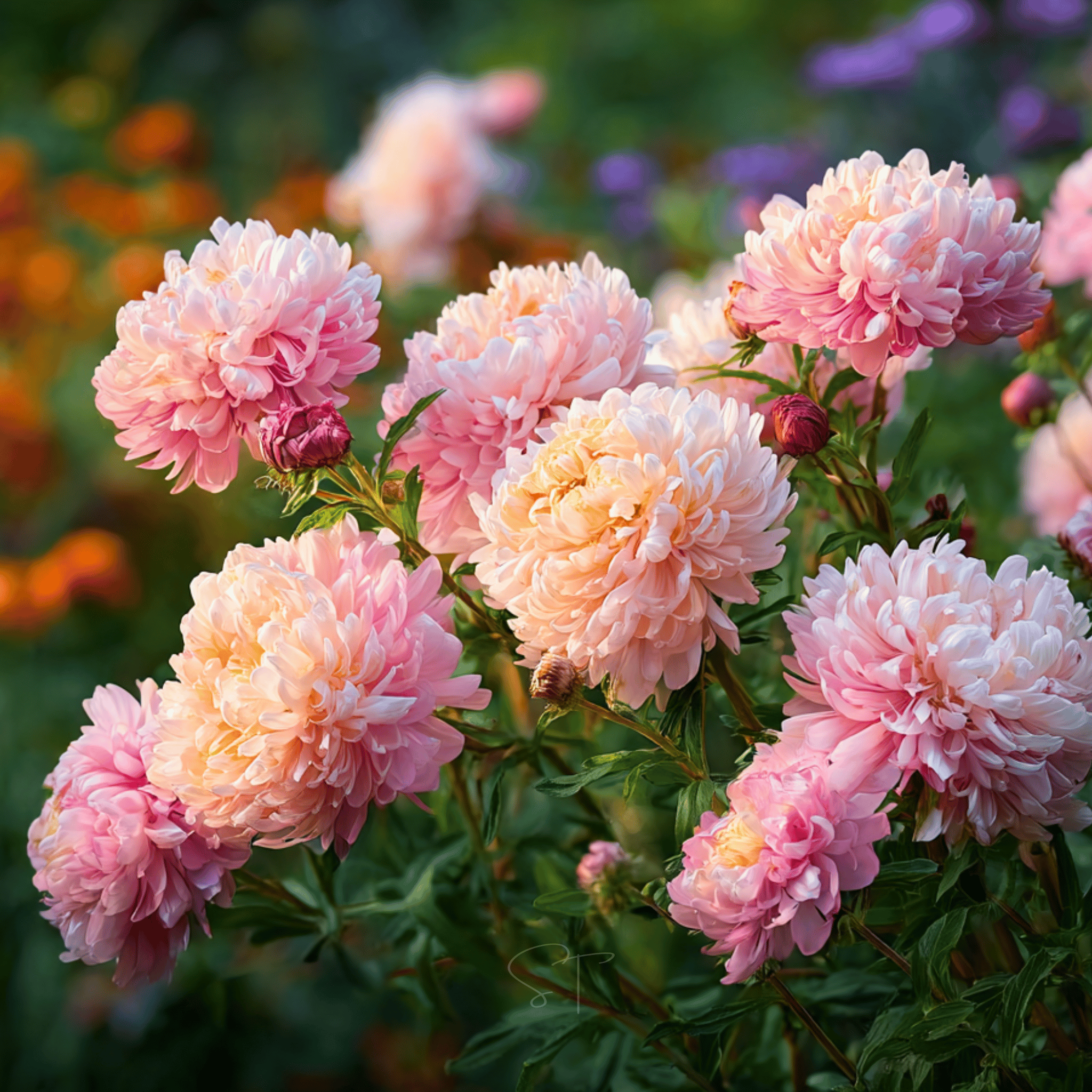 Apricot Paeony Duchess Aster – 50 Seeds seed packet from Seed Therapy – American - grown, heirloom seeds