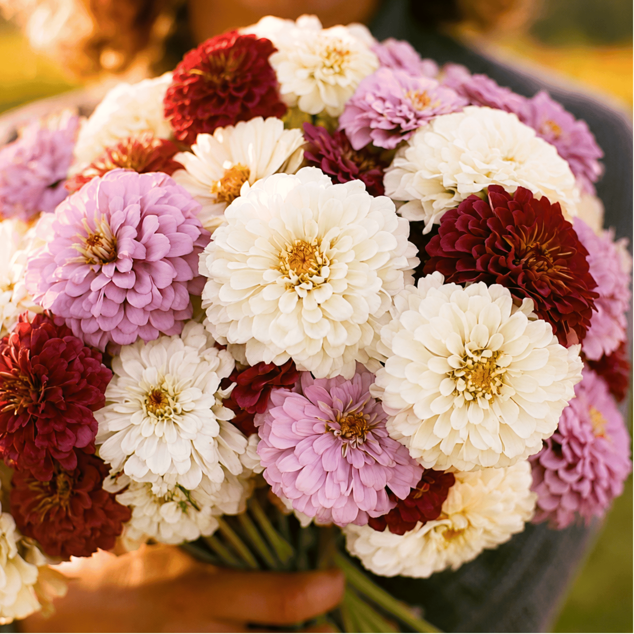 Cranberry Swirl Zinnia – 100 Seeds seed packet from Seed Therapy – American-grown, heirloom seeds