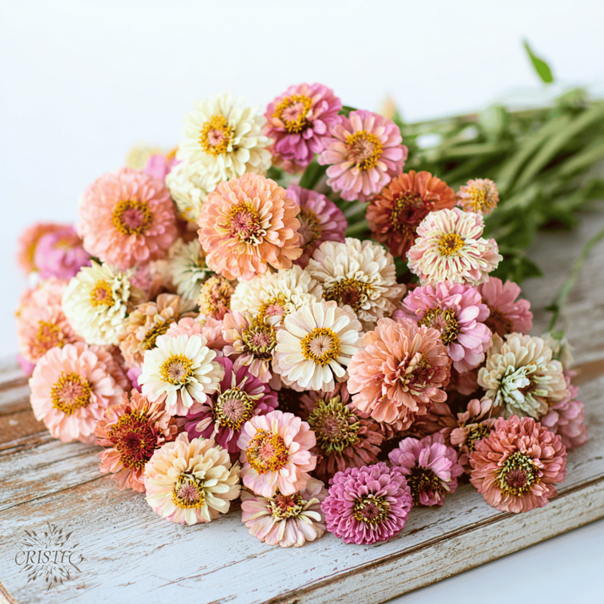 Cresto! Peaches & Cream Zinnia – 50 Seeds seed packet from Seed Therapy – American - grown, heirloom seeds