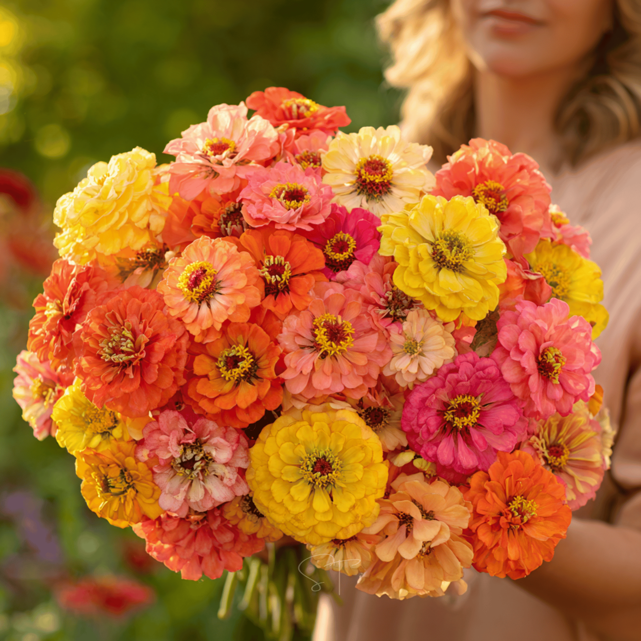 Peach Cobbler Zinnia – 100 Seeds seed packet from Seed Therapy – American - grown, heirloom seeds