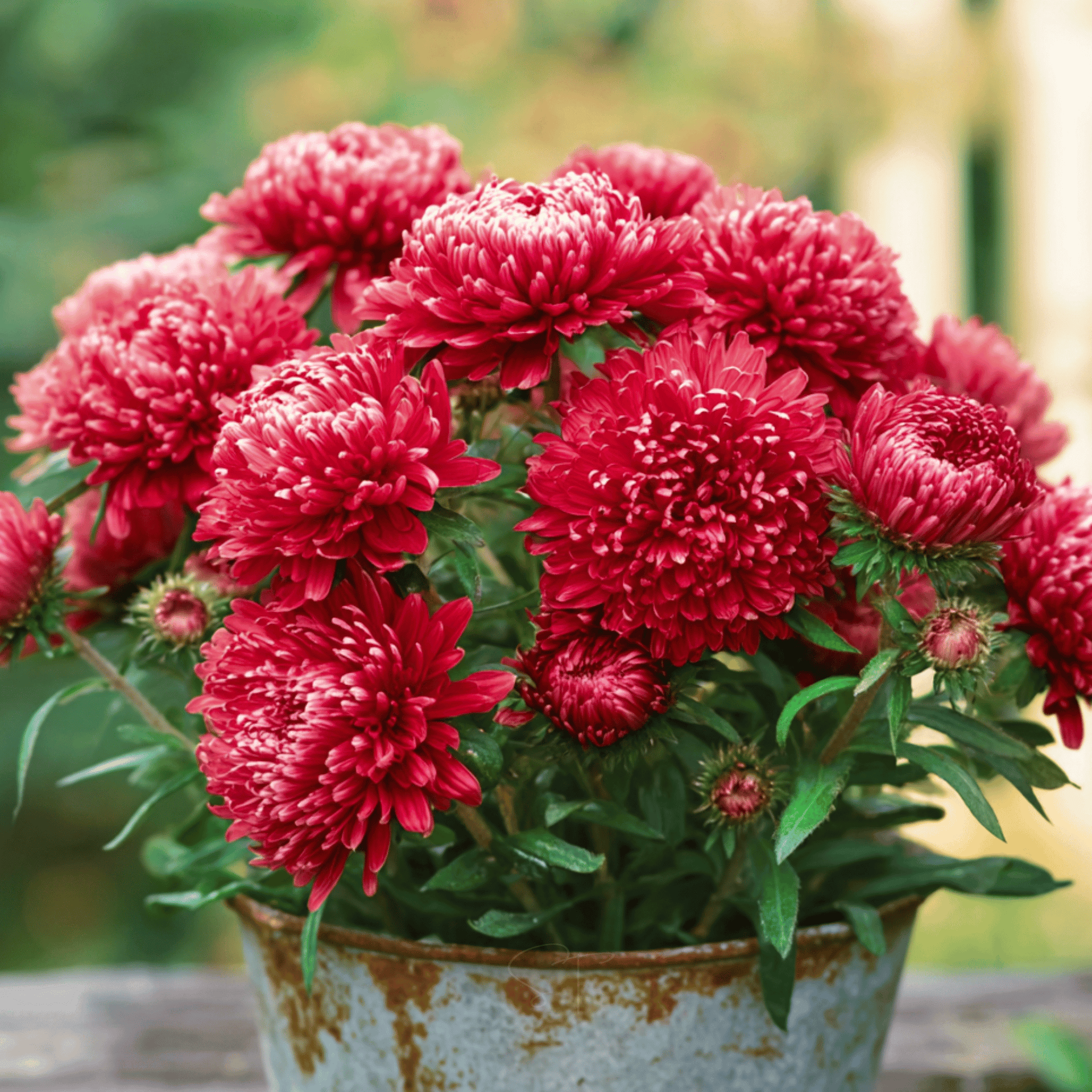 Scarlet Paeony Duchess Aster – 50 Seeds